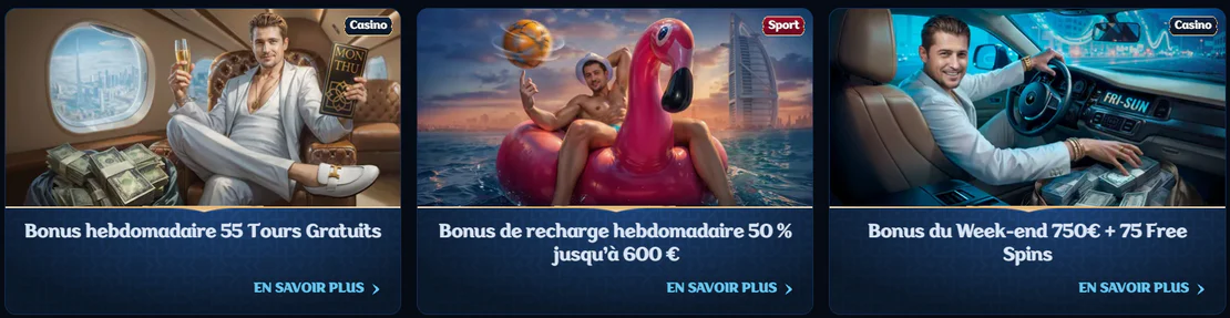 Millioner Casino promotions avec tours gratuits, bonus de recharge et bonus du week-end